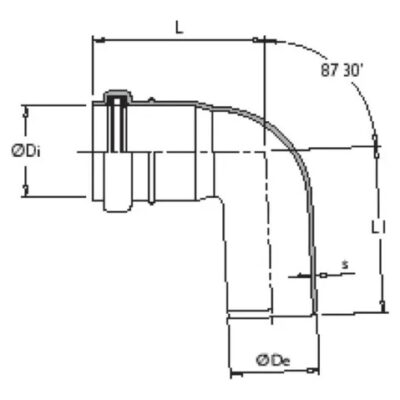 CODO A 87° 30` M-H 160 MM. STD. `DURATOP`