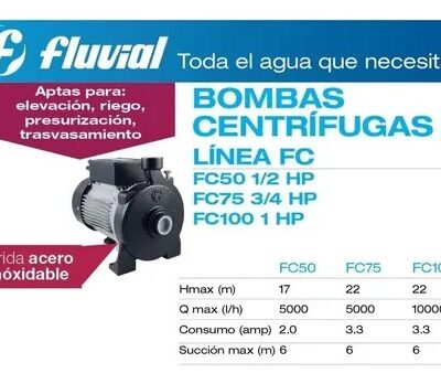 BOMBA CENTRIFUGA FC100 1` HP. `FLUVIAL`