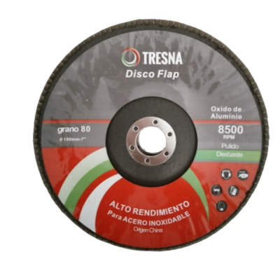 DISCO FLAP OX. ALUMINIO 180 MM. GR. 80 `TRESNA`