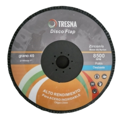 DISCO FLAP OX. ZIRC. 180 MM. GR. 60 R. NYLON `TRESNA`
