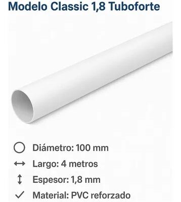 CAÑO PVC 100 X 1,8 X 4 MTS. TUBOFORTE `CLASSIC`
