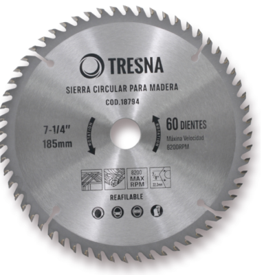 SIERRA CIRCULAR P/MADERA 185 MM. X 24 DTS. `TRESNA`
