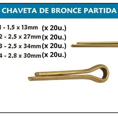 CHAVETA DE BRONCE PARTIDA 2,5 X 27 MM. X 100