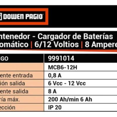 MANTENEDOR CARGADOR BATERIAS 8 A. `DOWEN`