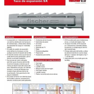 CAJA DE TACOS FU 6 X 35 X 100 UN. `FISCHER`